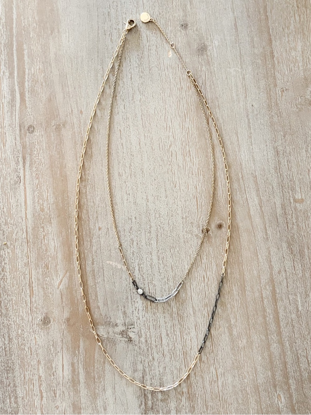 All Saints Double Row Mixed Metal Chain Necklace
